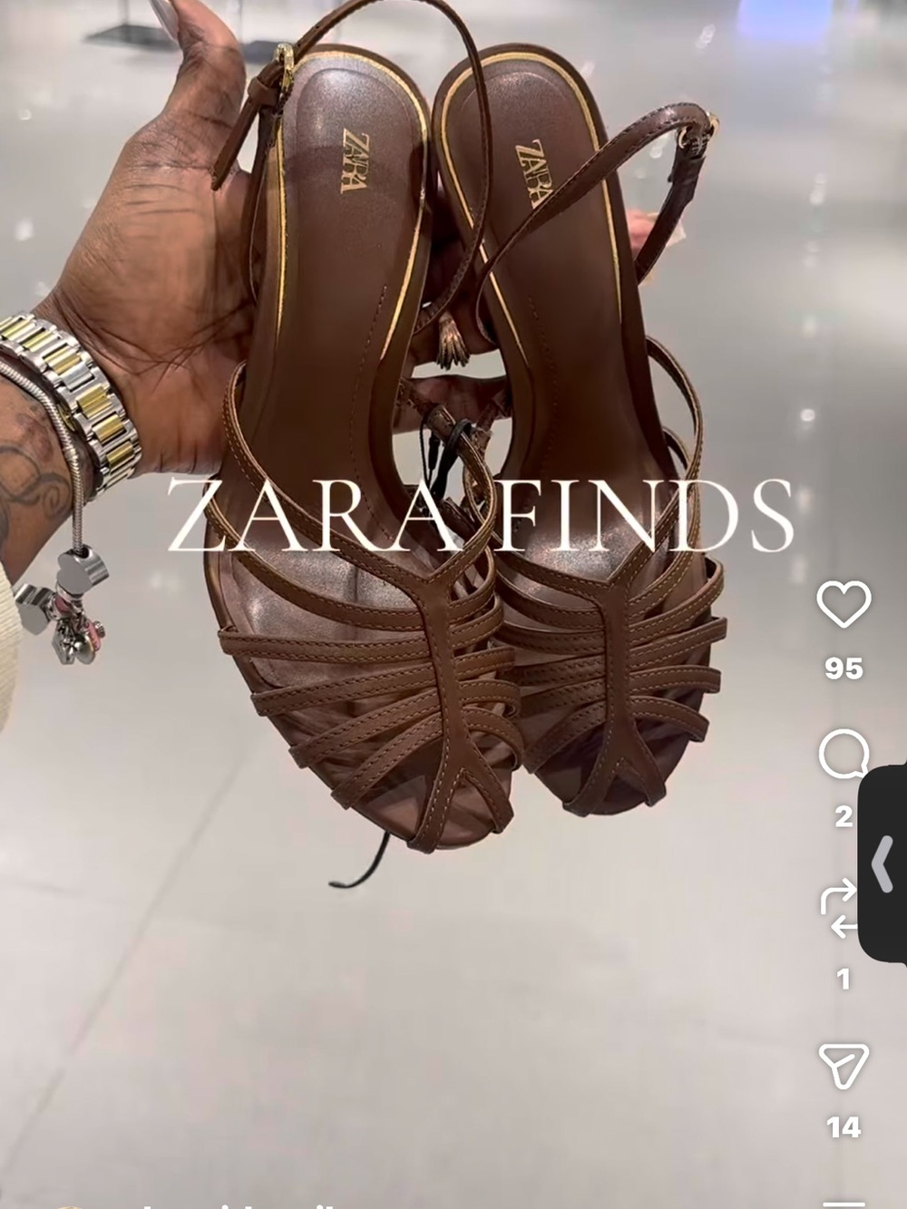 ZARA Brown Strappy Slingback Heels - Picture 5 of 6